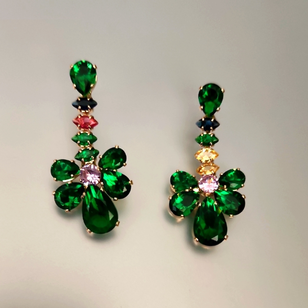 Multicolor Crystal Vintage Costume JEWELRY DAZZLE EARRINGS